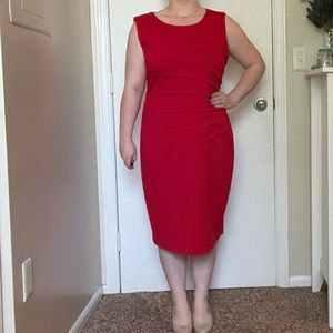 Calvin Klein Red Sunburst Sheath Dress